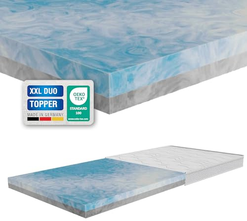 XXL Duo Topper 140x200 cm – 12cm Kaltschaum Matratzentopper mit 2 Härtegraden H3/H4 – orthopädische & ergonomische Matratzenauflage – atmungsaktiv & wendbar – für alle Betten geeignet