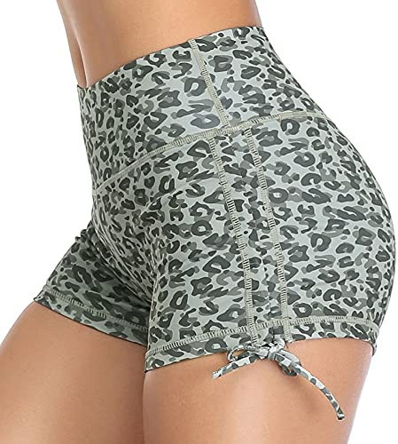 VUTRU Shorts de Bain pour Femmes - Short de Bain Taille Haute - Maillot de Bain à Séchage Rapide - Pantalon de Yoga - Leggings de Yoga, léopard, XS
