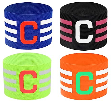 Deolven Kapitänsbinde Kinder, 4 Pcs Fußball Armbänder für Kinder, Mehrfarbig Capitänsbinde Armband für Teenagers Fussball Rugby Hockey and Netball