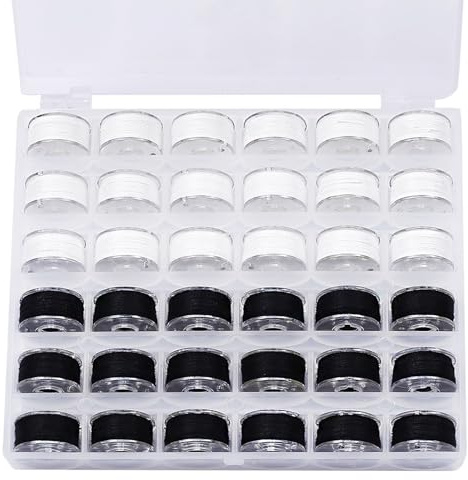 Filo per Cucire，36 Colori Bobine per macchina da cucire Bobina preavvolta cucito filo Cotone per macchina da cucire，Per macchina da ricamo (Nero e Bianco)