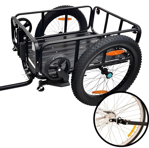 2in1 Fahrradanhänger Lastenanhänger Handwagen - Red Loon Alu Transportanhänger BAC502-100 Liter - extra breite 20 Luftbereifung - max. 60kg - Anhänger für 26-28 Fahrräder - Bollerwagen Handkarren