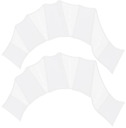PATIKIL Guantes de Natación de Silicona, 1 Par de Guantes de Natación con Forma de Rana en Los Dedos, Resistencia al Agua, Aletas de Remo para Entrenamiento Acuático, Blanco, L