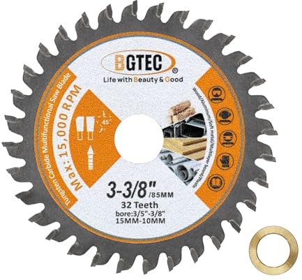 Lame de scie circulaire BGTEC pour Multi Matériau (Bois Aluminium Plastique Cuivre), Ø85x15mm, 32 dents