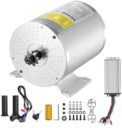 VEVOR Kit Motore Elettrico Senza Spazzole 2000 W Motore Elettrico 48 V a 4300 Giri/min con Regolatore di Velocità Aggiornato e kit Impugnatura Acceleratore per Bici Elettrica, Moto, Scooter, Fai da Te