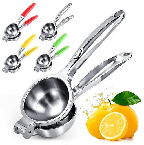 Lemon Squeezer Large, Lemon Squeezer Juicer Stainless Steel, Heavy Duty Manual Citrus Juicer Hand Press, Kitchen Tools Lime Squeezer Bar Tool, Easy to Clean Metal Lemon Hand Press