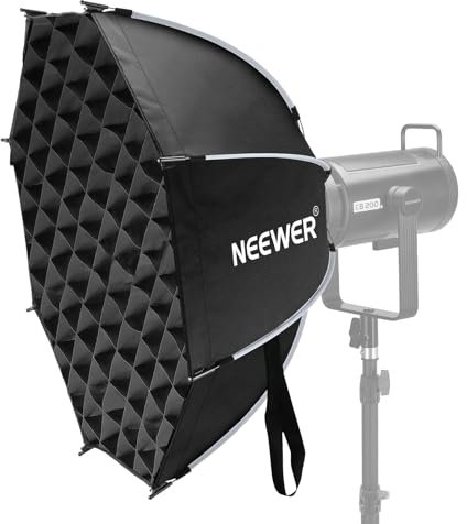 NEEWER 25.6'' Softbox Octogonal, Softbox Parabólico Liberación Rápida con Montura Bowens, Difusores, Rejilla y Bolsa. Compatible con Aputure 120d, Godox SL60w, Q4, AS600B, CB300B, Q300, NS65P