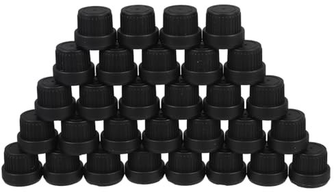 Healeved Bouchons Compte-gouttes et Remplacement Pratique Lot de 30 pour Huiles Essentielles en Pp Noir 5-100ml Joint Étanche pour Flacons