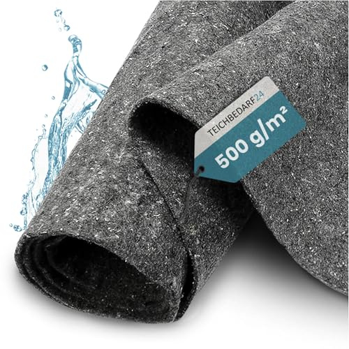 TeichVision – Bâche de protection en non-tissé pour bassin et piscine 500 g 18 m x 2 m / Vlies de protection comme sous-couche pour piscine/Vlies de fond de piscine en gris