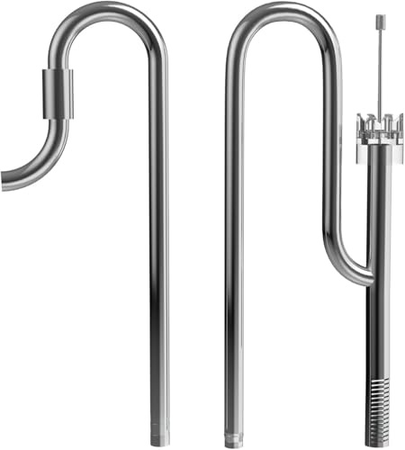 FZONE Aquarium Stainless Steel Skimmer Lily Pipes Inflow and Outflow with Spin Skimmer and Adjustable Rod for Aquarium Filter 1/2'' (12/16mm) Tubing