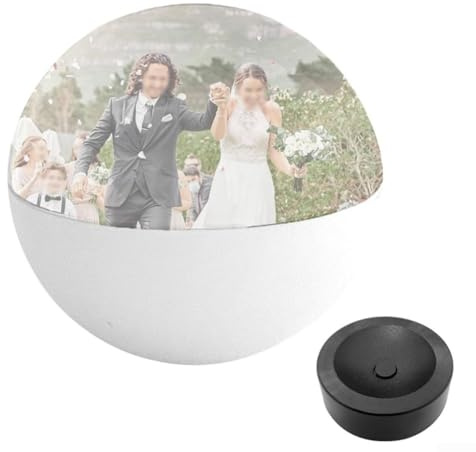 Bola de video de 2.8 pulgadas con función de memoria personalizada, bola decorativa iluminada por LED para WiFi para reproducción de fotos (blanco)