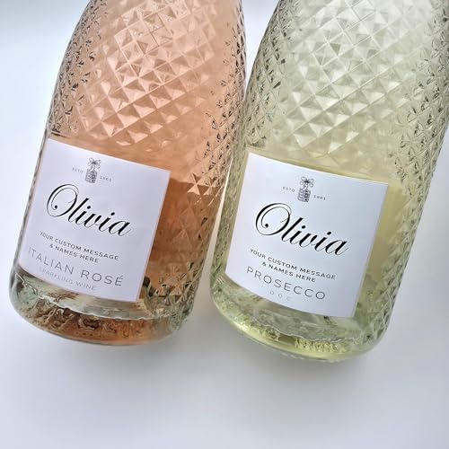 Personalised Name Prosecco Bottle Sticker Label for Birthday, Celebration, Gift for Her Champagne Wine Label Funny Novelty Presents White Prosecco