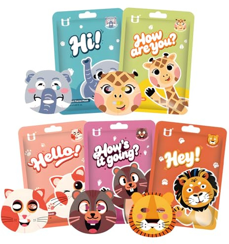 5 Pezzi Maschere Viso, Maschera Viso Animali In Tessuto