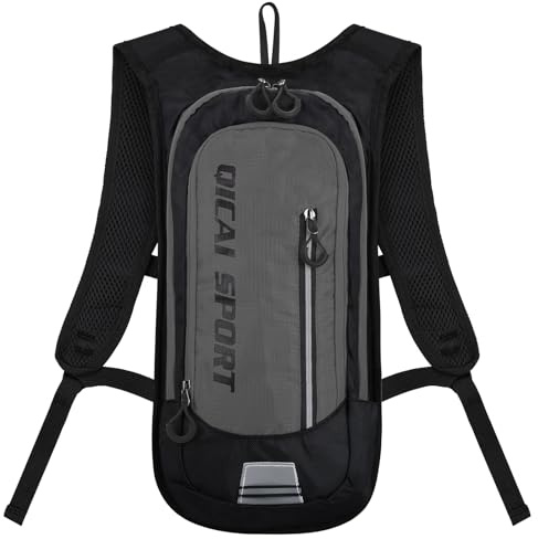 Outplea Cycling Backpack for Men Women, Small Waterproof Hiking Daypack, 10L Breathable Lightweight Biking Backpack with Chest Strap for MTB Bycicle Climbing Skiing, Gray
