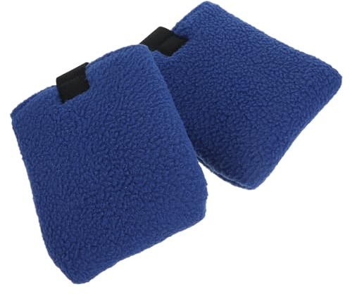 Coussin Protège-pieds pour Fauteuil Roulant, Hiver, 2 Pièces, Bleu | Polyester Fibre, Surface Peluche Épaisse, Base Antidérapante, Essuyable, pour Plaque de Pied de Fauteuil Roulant