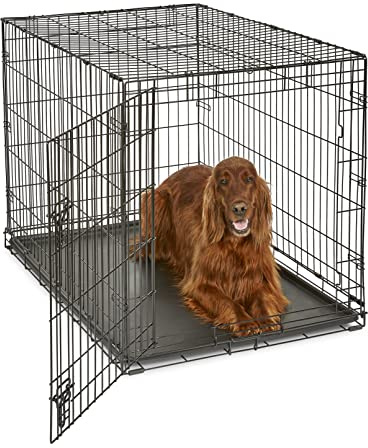 Midwest Homes for Pets 42-Inch New World Crate for Large Breeds, 71-90 lbs, Single Door Folding Dog Crate, Leak-Proof Tray & Secure Latch, Portable, Durable & Easy to Assemble