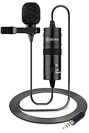 BOYA Microphone Lavalier de 19 Pieds pour Canon iPhone Podcast, Micro d'enregistrement à omnidirectionnel pour Nikon Sony iPhone 8 8 Plus 7 6 DSLR Caméscope Enregistreur Audio Youtube Interview Vidéo