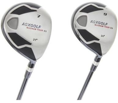AGXGOLF Men's Magnum 7 + 9 Fairway Utility Woods Set: Graphite Shafts + Head Covers Right Hand, Stiff Flex, Regular Length