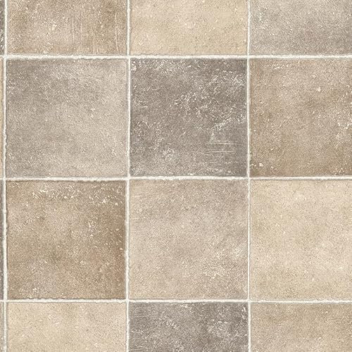 Vinylflooring UK Beige Stone Effect Anti Slip Vinyl Flooring Roll For LivingRoom, Kitchen, 2.8mm Cushion Backed Vinyl Sheet, Waterproof Lino Flooring-2m(6 ' 7) X 1m(3 ' 3)-2m²