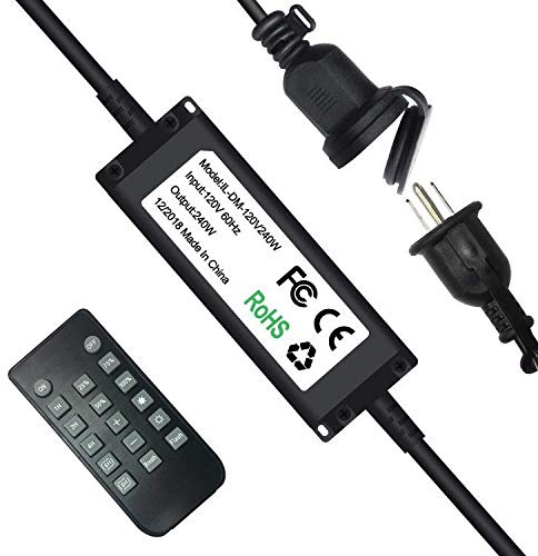 SUNTHIN 240W Outdoor Dimmer for String Lights, Wireless Remote Control Dimmer 50Ft Distance Auto Off Switch Timer for LED Strings Lights or Incandescent Strings Lights