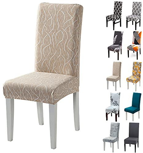 Layack Fundas Sillas de Comedor Pack 6, Fundas Sillas Ajustables, Fundas para Sillas Elástica, Funda Protectora de Silla Lavable para Hogar, Cocina, Restaurante, Fiesta, Boda