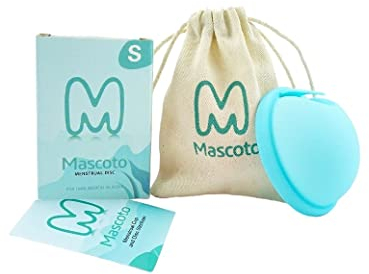 Mascoto® New Generation Menstrual Discs with Loop, Flat-fit Cup, Reusable Medical-Grade Silicone, Ultra Comfortable Tampon & Pad Alternative, Mess-Free Period Sex (Small)