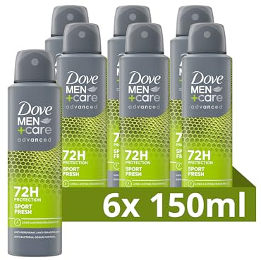 Dove Men+Care Advanced Sport Fresh Anti-Transpirant Deodorant Spray, bis zu 72 Stunden Schutz vor Schweiß und schlechten Gerüchen - 6 x 150 ml - Vorteilspack