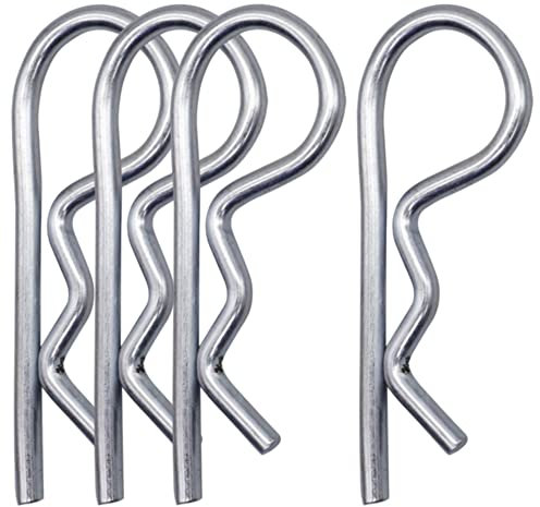 SKIR'CO (4 uds) Pasadores de chaveta de resorte de acero zincado 4 mm, clips R, pasador de chaveta de resorte en forma de R