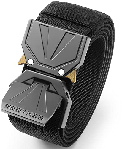 BESTKEE Cinturón Táctico - Cinturones Hombre Trabajo de 3,8 cm, cinturón táctico militar con hebilla metálica de liberación rápida para actividades al aire libre, militares, deportivas, senderismo