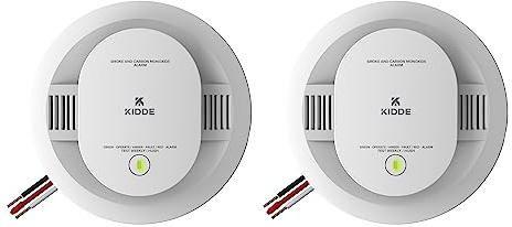 Kidde Hardwired Smoke & Carbon Monoxide Detector, AA Battery Backup, Voice Alerts, Interconnectable, LED Warning Light Indicators, 2 Pack