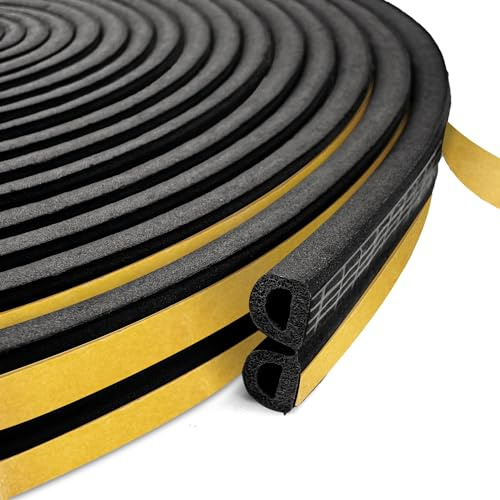 shinfly 5M Dichtungsband Selbstklebend für Türen Fenster, Fensterdichtung Türdichtung Selbstklebend Gummi Schaum zum Blockieren von Lücken, Anti Kollision Lärm und Kälte-Wind (Schwarz)