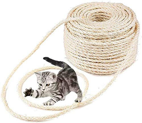 Parain Corde en sisal naturel pour arbre à chat, corde en sisal naturel, 6 mm, 100 m