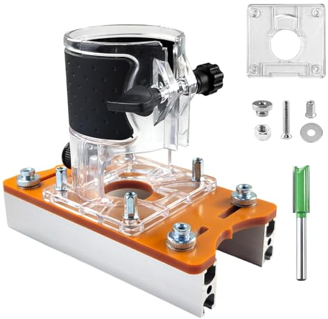 2 en 1 Defonceuse a Bois Plaque de Base, Aluminium Defonceuse Piédestaux, Défonceuse Plaque de Base pour Taille-Bordures de 65 MM, Avec Échelle Defonceuse a Bois Plaque de Base