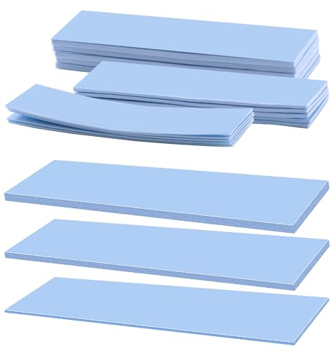 VooGenzek 15 Stücke Sortierte Dicke 0.5/1/1.5mm Wärmeleitende Silikonpads mit 6.0 W/mk Wärmeleitfähigkeit, Wiederverwendbar Wärmeleitend Silikon Pad, für SSD-CPU-GPU-LED-IC-Chipsatzkühlung, Blau