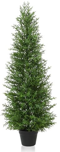 Kazeila 90cm Artificial Plants Outdoor Artificial Cypress Tree,UV Resistant Rated Fake Conifers Trees for Home Garden Front Porch Decor(1Pack)