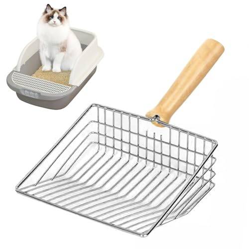 Ricofot Pala Arenero Gato, 28 x 14,5X 5,5 cm Pala Arena Gatos, Acero Inoxidable Pala Arenero Gato Adecuado para el Cuidado Diario de Mascotas y la Limpieza de Arena para Gatos de Diferentes Tamaños