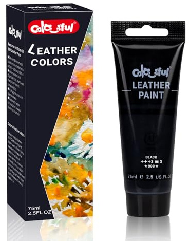 Colorful Acrylic Leather Paint 2.5oz Black for Shoe Painting -Leather Paint for Bag & Wallet Decor, Jacket Care, Crafts DIY & Customizing Projects