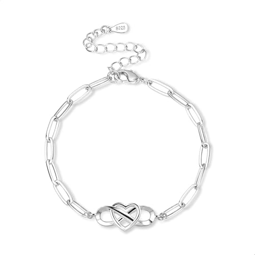 ASH'S CHOICE Pulsera Mujer Plata de Corazón Infinito, Ajustable Pulsera Amor Infinito Acero Inoxidable, Chapada en Oro 14K, Pulsera de Amor, Minimalismo, Regalo de Joyería para Mujer Niñas