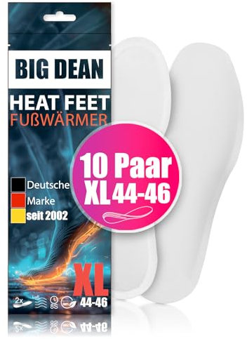 BigDean 10 Paar Fußwärmer – Sohlenwärmer für Schuhgröße 44-46 8h Wärme