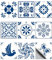 CHGCRAFT 36 Stück 9 Stil Mexikanische Keramik Blaue Fliesenaufkleber 10x10cm Wasserdichte Fliese Aufkleber Quadrat mit Blumenmuster für Küche Bad Schlafzimmer Wand Dekoration, Dodger blau