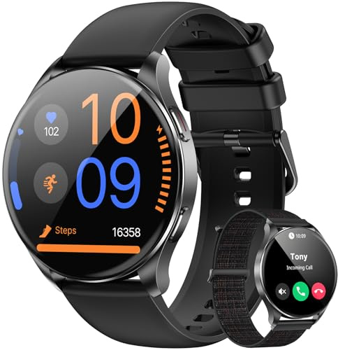 Blackview Smart Watch for Women Men (Make/Answer Calls),1.43''AMOLED Touchscreen Fitness Tracker with 100+ Sports Modes, Heart Rate/SpO2/Sleep Monitor/2 Straps, Smartwatch for iPhone & Android