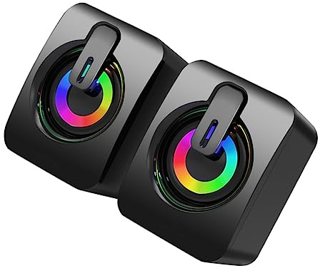 SHINEOFI 1 Paio Casse Acustiche Gaming Cablato con Luce LED Colorata e Controllo Volume Altoparlanti USB per Laptop Audio Immersivo e Facile
