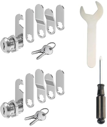 2 cerraduras de buzón de 20 mm, viene con 10 placas de cerradura diferentes, 4 llaves para armarios, puertas de armarios, buzón, cerradura de palanca para buzones, cerradura para muebles, vigilar la