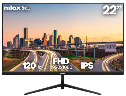 Nilox NXM22FHD1202 Monitor Gaming 22'' IPS Full HD, Frequenza 120 Hz, Tempo 4 ms, Connessioni HDMI/VGA, Riduzione Luce Blu, Supporto VESA 75×75 mm