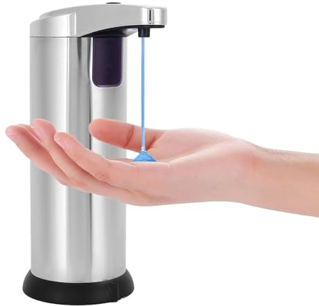 LuminaVerde dispensador de jabón automático, dispensador de jabón eléctrico con Sensor, dispensador de jabón sin Contacto, Acero Inoxidable, dispensador de jabón para Cocina y baño