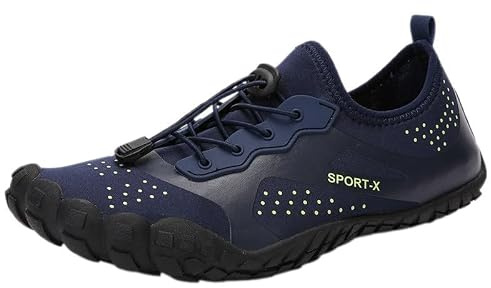 Vattenskor herr barfota snabbtorkande vattenskor andningsbara promenadsneakers sommar aquasko hållbar lätt halkfri strandsko för utomhus simning surfing yoga promenader dykning, BLÅ, 39.5 EU