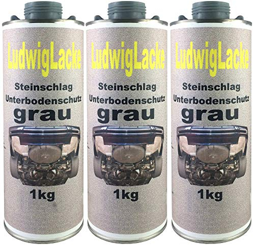LudwigLacke 3 x 1 kg Unterbodenschutz grau Steinschlagschutz überlackierbar mit Autolack