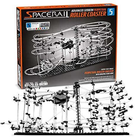 CKB LTD SpaceRail Level 5 Pista para canicas Perpetual Roller Coaster Montaña Rusa, Bola canicas de ferrocarril Gadget de carrera de montaña rusa de mármol Kit de construcción de pistas de mármol para bricolaje