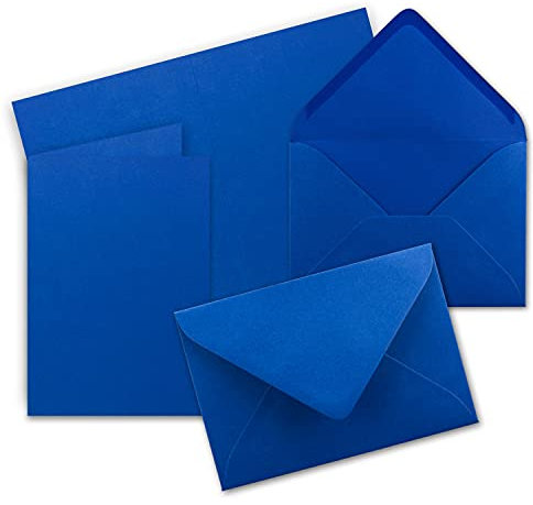25 Sets - Faltkarten DIN A5 - Royal-Blau/Königs-Blau mit Umschlägen - PREMIUM QUALITÄT - 14,8 x 21 cm - sehr formstabil - für Drucker geeignet - Marke: NEUSER FarbenFroh