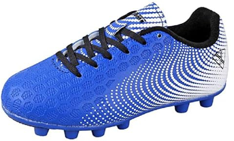 Vizari USA Stealth Fußballschuhe für Jungen und Mädchen, Jugendliche, Fester Boden, athletisch, Outdoor-Fußballschuhe für Kleinkinder, kleine Kinder, große Kinder, leicht und langlebig, Blau/Weiß, 25