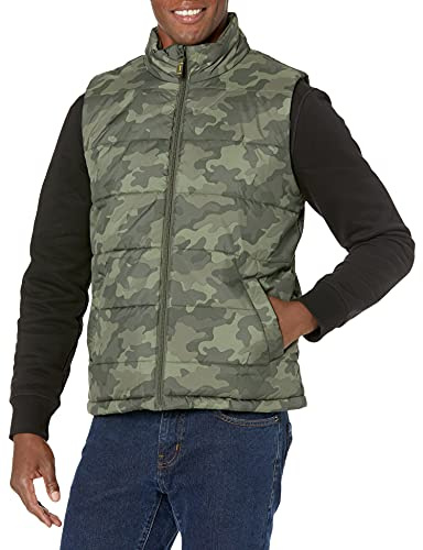 Amazon Essentials Men's Midweight Fleece-Lined Insulated Puffer Vest, Military Green Camo, X-Large